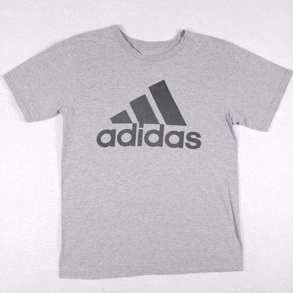 Adidas Gray Big Logo Short Sleeve T-Shirt Adult Mens Size Medium